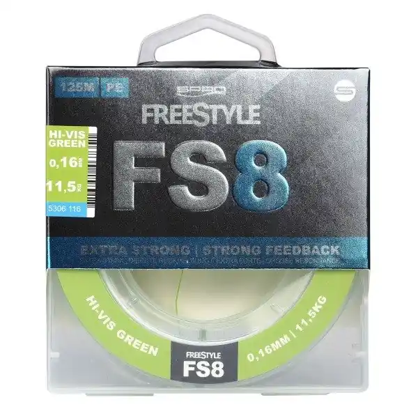Horká Nabídka SPRO Šňůra FreeStyle FS8 Braid 125m Hi-Vis Green 0,13 9,5