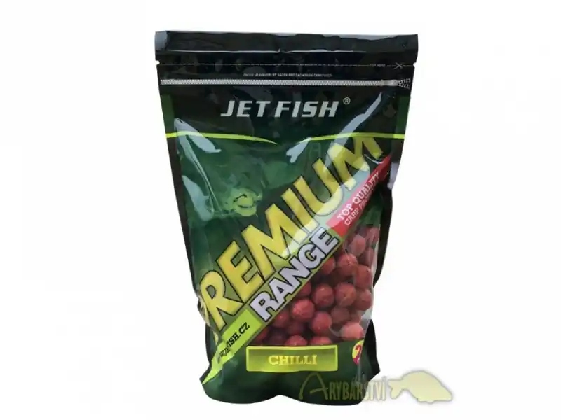 Víkendová Akce JET FISH Premium Boilies CHILLI 20 mm 1 kg