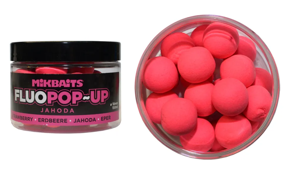 Boilies Mikbaits Fluo Pop-Up - Jahoda - 18 mm Hit Sezóny