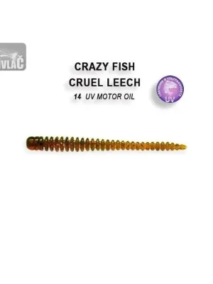 Výhodná Nabídka Gumová nástraha Crazy Fish Cruel Leech 5,5cm 14 UV Motor oil (8ks)