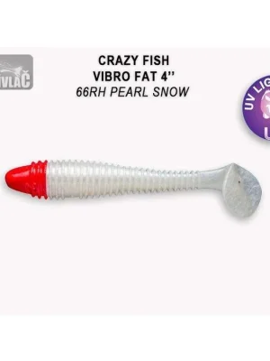 Výprodej Gumová nástraha Crazy Fish Vibro Fat 10cm 66RH Pearl snow (4ks)