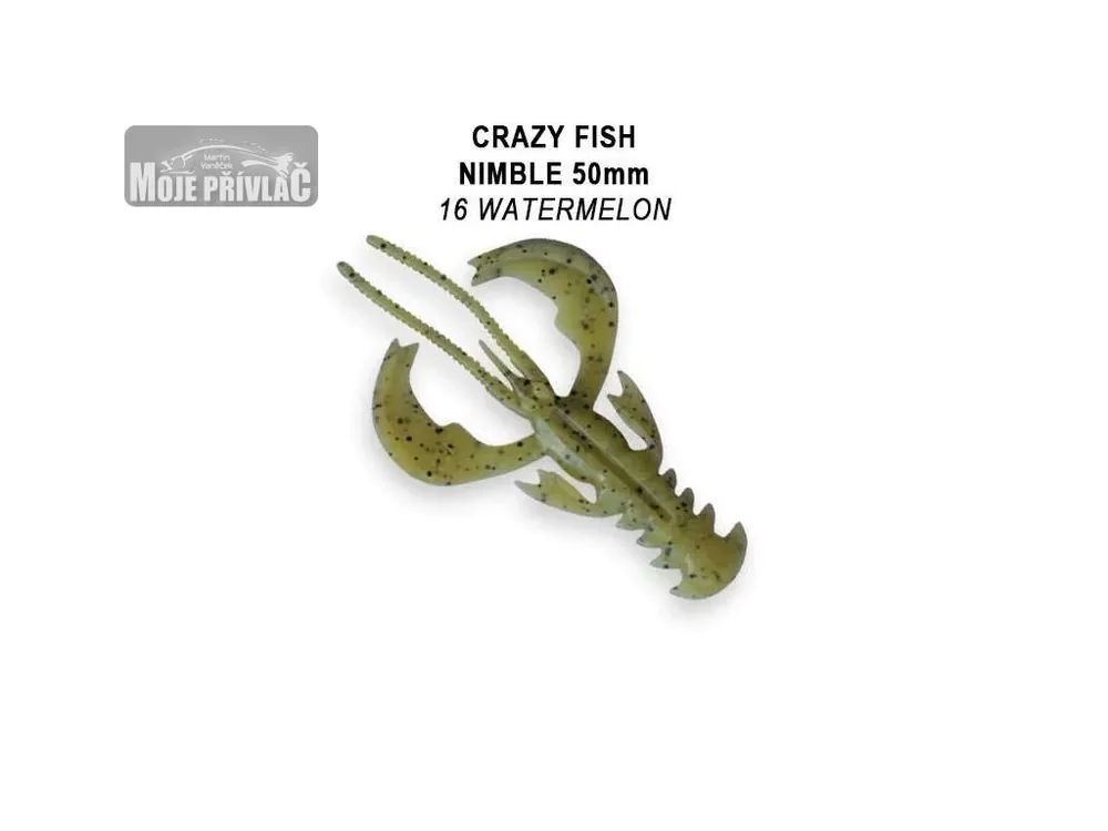 Super Cena Gumová nástraha Crazy Fish Nimble 5cm Floating 16 Watermelon (8ks)