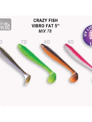 Autentický Gumová nástraha Crazy Fish Vibro Fat 12cm Mix 78 (4ks)