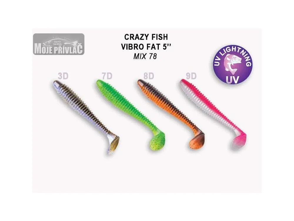 Autentický Gumová nástraha Crazy Fish Vibro Fat 12cm Mix 78 (4ks)