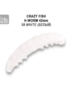Akce Gumová nástraha Crazy Fish Trout Baby H-Worm MF Floating 42mm 59 White - Sýr (10ks)
