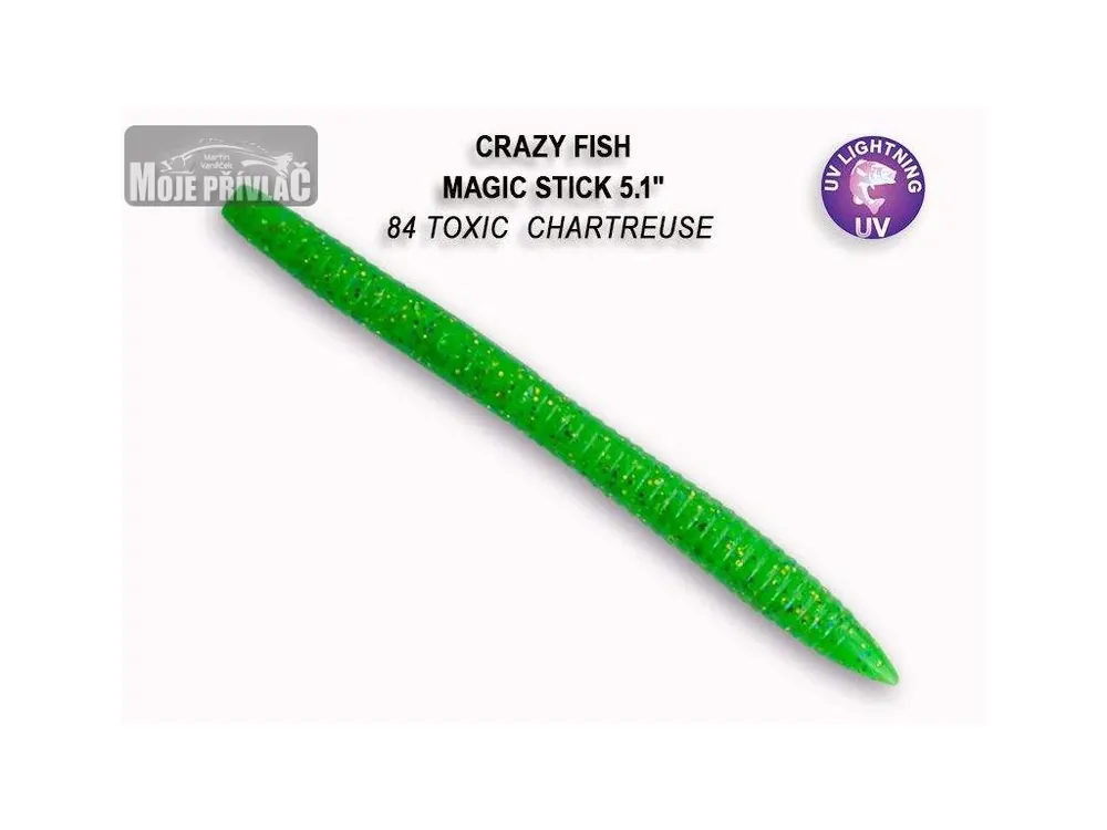 Víkendová Akce Gumová nástraha Crazy Fish Magic Stick 13cm 84 Toxic Chartreuse (8ks)