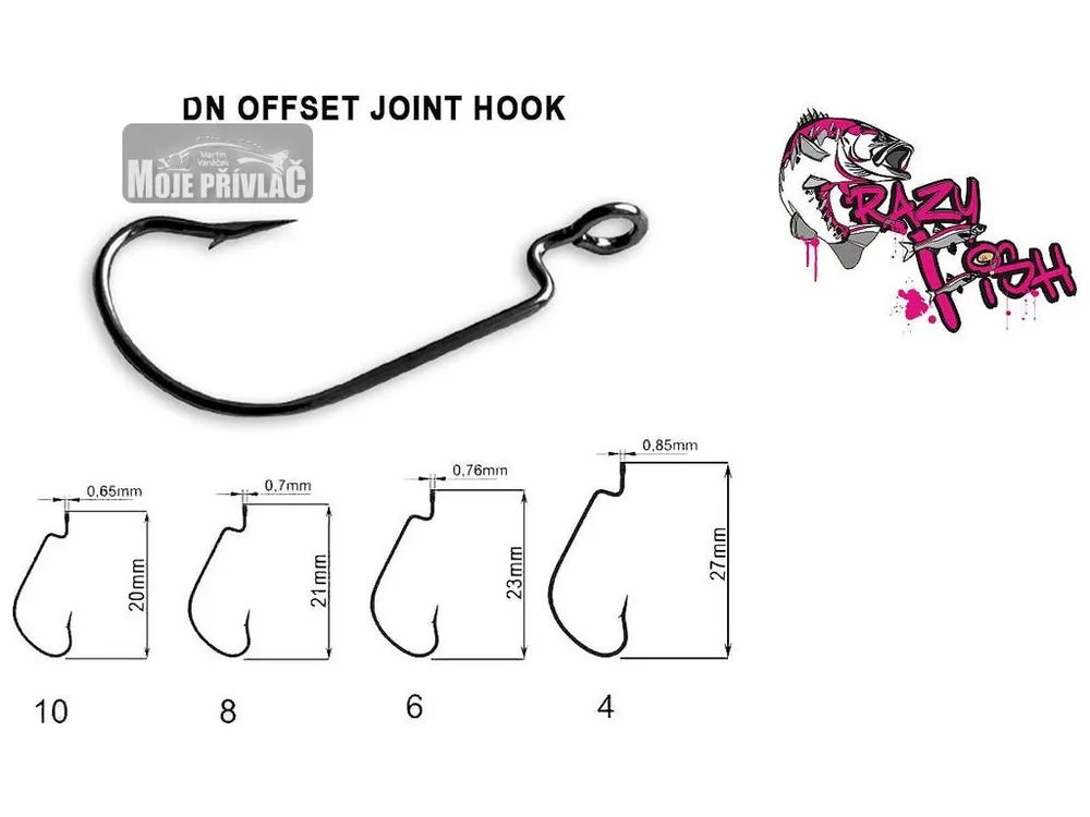 Háček Crazy Fish DN Offset Joint Hook Vel.8 (10ks) Levný