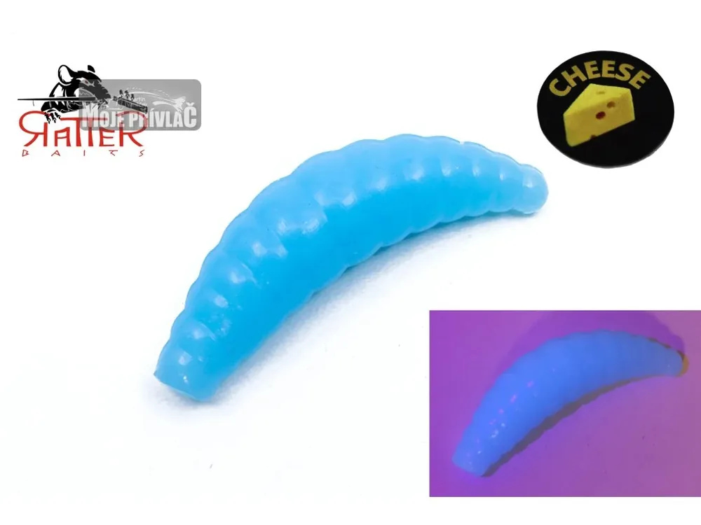 Gumová nástraha Ratterbaits Trout Maggot 33mm Blue Glow Cheese (12ks) Tovární Cena