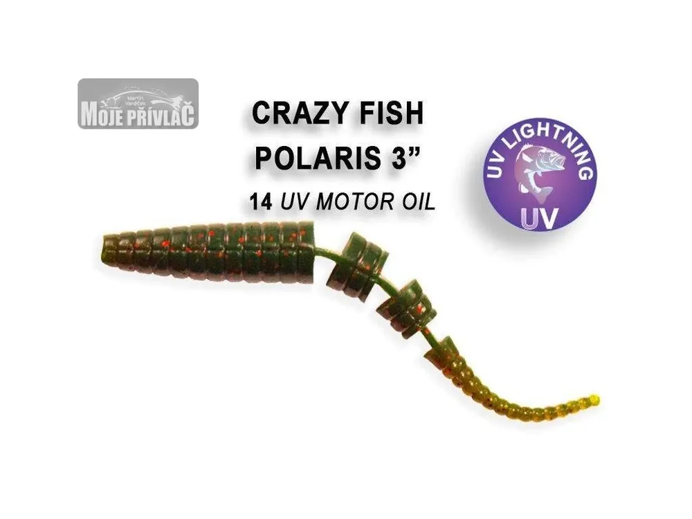Gumová nástraha Crazy Fish Polaris 10cm 14 UV Motor Oil Floating (6ks) Ověřený
