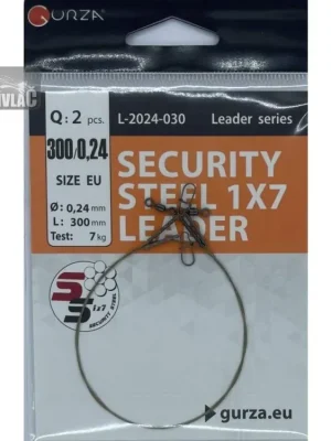 Vysoce Kvalitní SECURITY STEEL 1x7 LEADER 300мм/0,30Ø (Test 11kg) 2ks