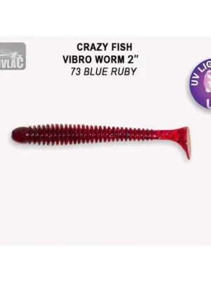 Autentický Vibro Worm 5 cm 73 blue rubby 8 kusů