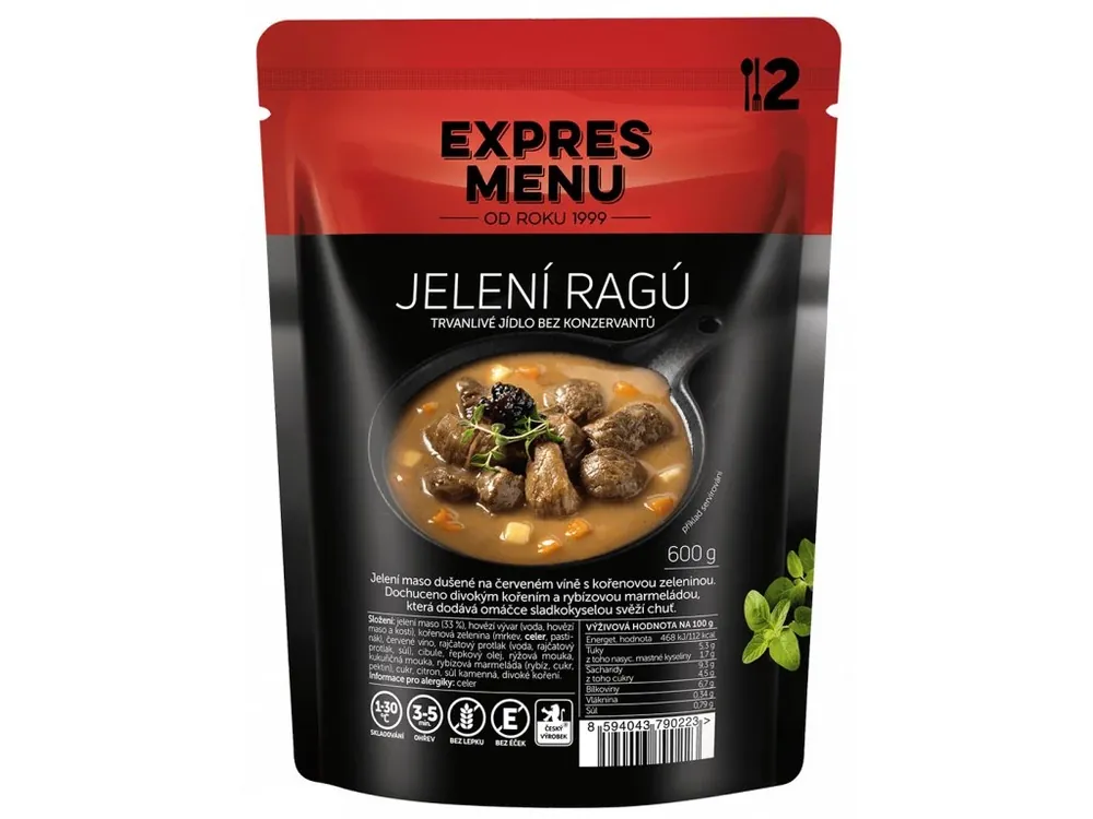 Expres Menu Jelení ragú / Krakonošova pochoutka - bezlepkové jídlo Nová Kolekce