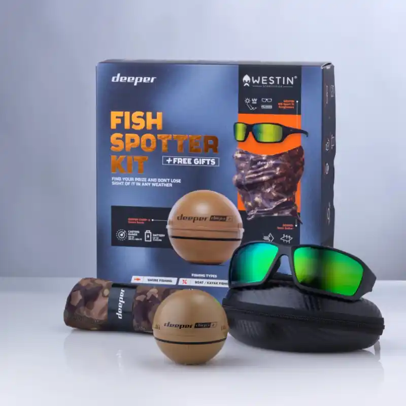 Deeper Nahazovací sonar Fish Spotter Kit CHIRP+2 + sluneční brýle Westin W6 Sport 15 + nákrčník Nejlepší Cena