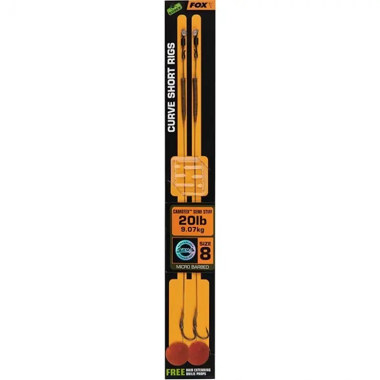Fox International Hotové návazce Edges Curve Short 20lb vel.8 Camotex Semi Stiff Rychlé Dodání