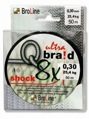 Nakupujte Hned BroLine Pletená šňůra QBraid 8x Shock 0,25 mm - 19,7 kg - 50m
