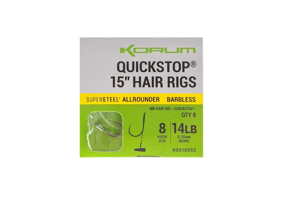 Přímo Od Výrobce Hotové Návazce Korum Big Fish Quickstop Hair Rigs Barbless 38cm Velikost 10/0,28mm 8ks