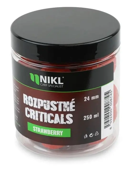 Aktuální Karel Nikl Rozpustné Criticals Boilie Strawberry 250 ml - 24 mm