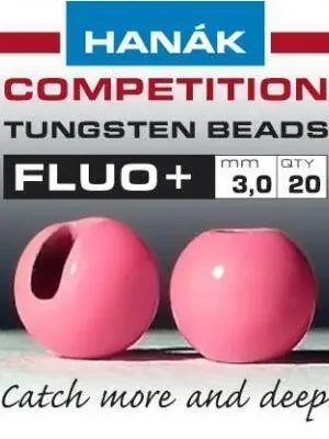 Horká Nabídka Kulička wolframová hladká s drážkou 20ks Fluo růžová - 2,5mm