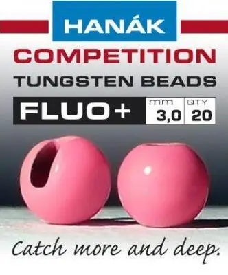 Horká Nabídka Kulička wolframová hladká s drážkou 20ks Fluo růžová - 2,5mm