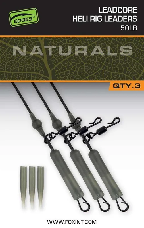 Originální Hotová montáž Fox Naturals Leadcore Heli Rig Leaders 75 cm 3 ks 50 lb