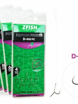 Akční Nabídka Navázané háčky Zfish Method Feeder D-Rig 5ks