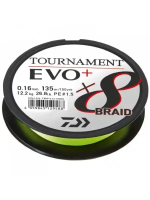 DAIWA - Tournament 8 Braid evo+ 8x braid 0,08mm/4,9kg/135m Vysoce Kvalitní