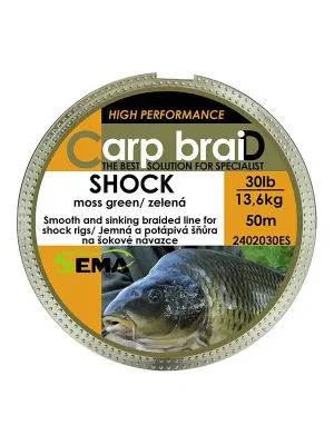 Pletenka Sema Carp Braid SHOCK - 50m / 40lb / 18,2kg CAMO GREEN Levný