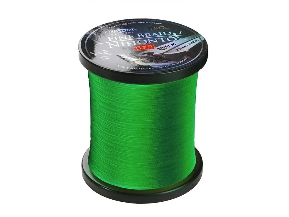 Značkový Pletená šňůra - NIHONTO FINE BRAID 045 3000M Zelená Nosnost : 37.40kg