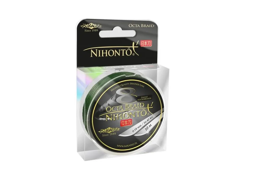 Tovární Cena Pletená šňůra - NIHONTO OCTA BRAID 028 Zelená Nosnost : 27.40kg 10M