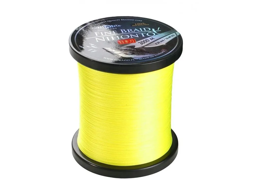 Sleva Pletená šňůra - NIHONTO FINE BRAID 018 YELLOW 3000M Nosnost : 14.40kg