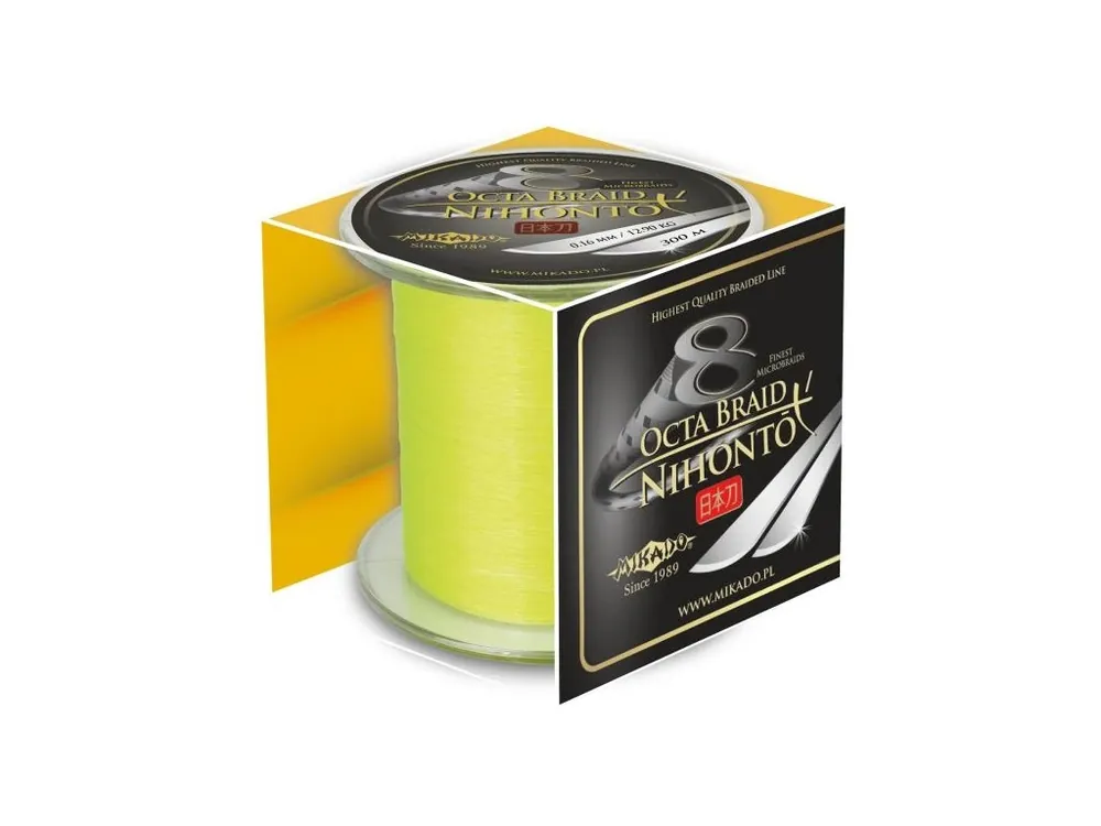 Pletená šňůra - NIHONTO OCTA BRAID 020 FLUO Žlutá 300M Nosnost : 18.10kg Vrácení Zdarma