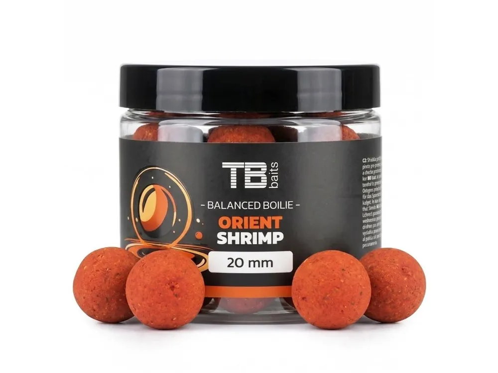 Akční Cena TB Baits Vyvážené Boilie Balanced + Atraktor Orient Shrimp 100 g 20 mm