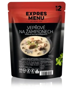 Expres Menu Vepřové na žampionech 2 porce Získejte slevu -5% za registraci v e-shopu Top Prodej