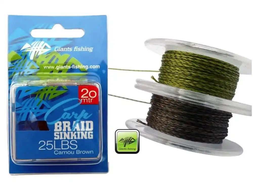 Giants fishing Návazcová šňůrka Carp Braid Sinking 35lbs/20m Camou Green Sezónní Sleva
