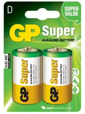 Baterie GP Super Alkaline D 1.5V, bBlistr 2ks Autentický