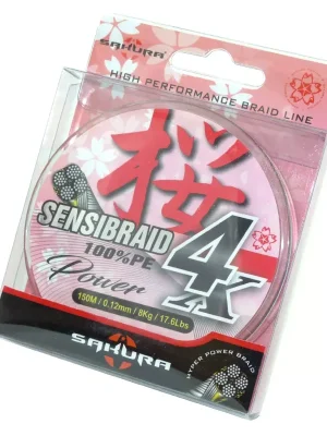 Speciální Cena Sakura Sensibraid 4 pletená šňůra - Green 150 M - 0.10 Mm / 7Kg / 15.4Lbs