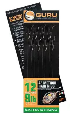 Dokud Zásoby Vydrží Guru 4 Method Hair Rigs háček - standardní - 10 cm - 14 MWG - 9lb