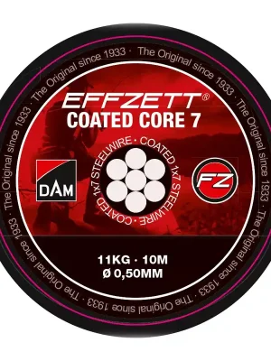 Effzett Coated Core7 Steeltrace Ocelový návazec odolný proti prokousnutí 0,50mm 10m Black 11kg/24lbs Víkendová Akce