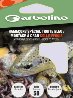 Novinka Garbolino Blue Reversed Hooks To Nylon 12 s lopatkou, s protihrotem Předvázaný háček 10ks