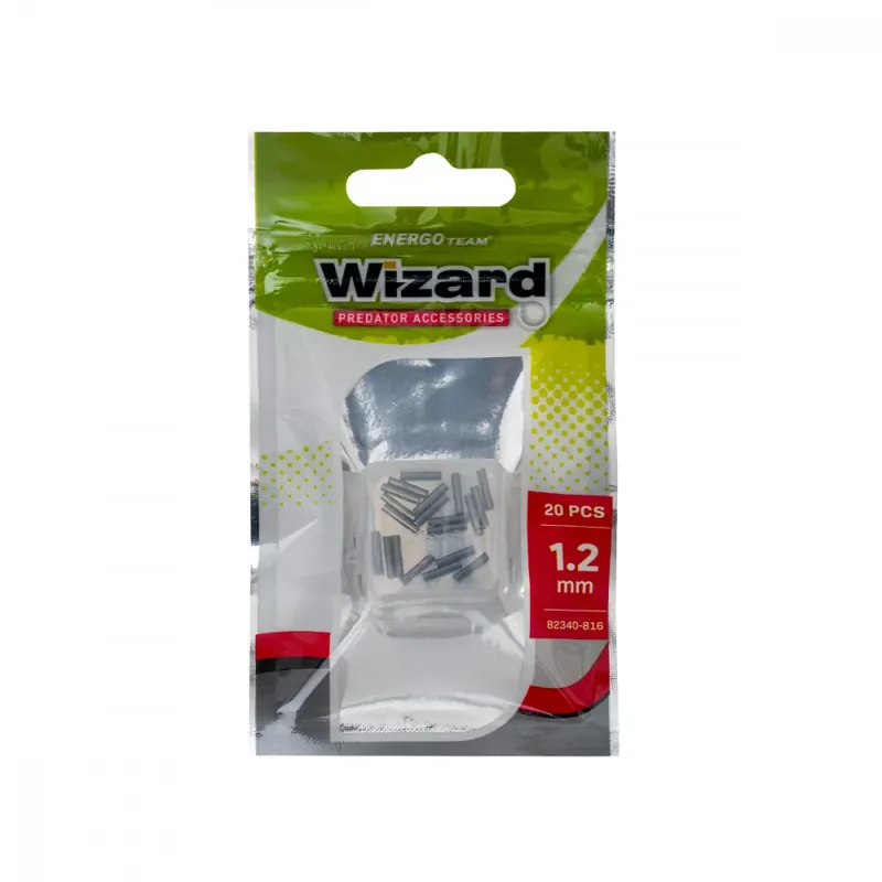 Autentický WIZARD TRUBIČKA NA UPEVNĚNÍ DRÁTĚNÉHO NÁVAZCE 2.0X2.4X8MM 20KS/BAL LESKLÁ ČERNÁ - Krimpovací trubička