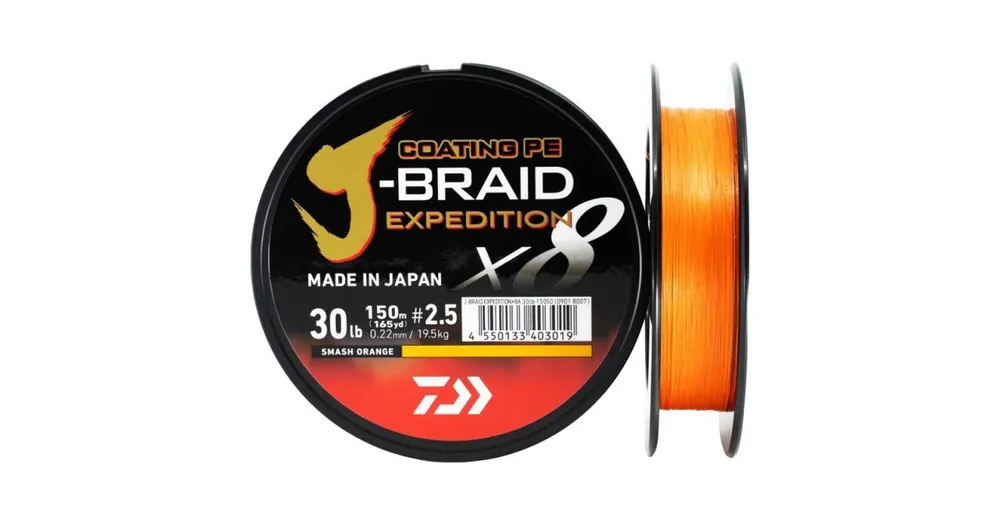 Must-Have Daiwa Šňůra J-Braid Expedition X8E Smash Orange 150m 0,13mm 8,4kg