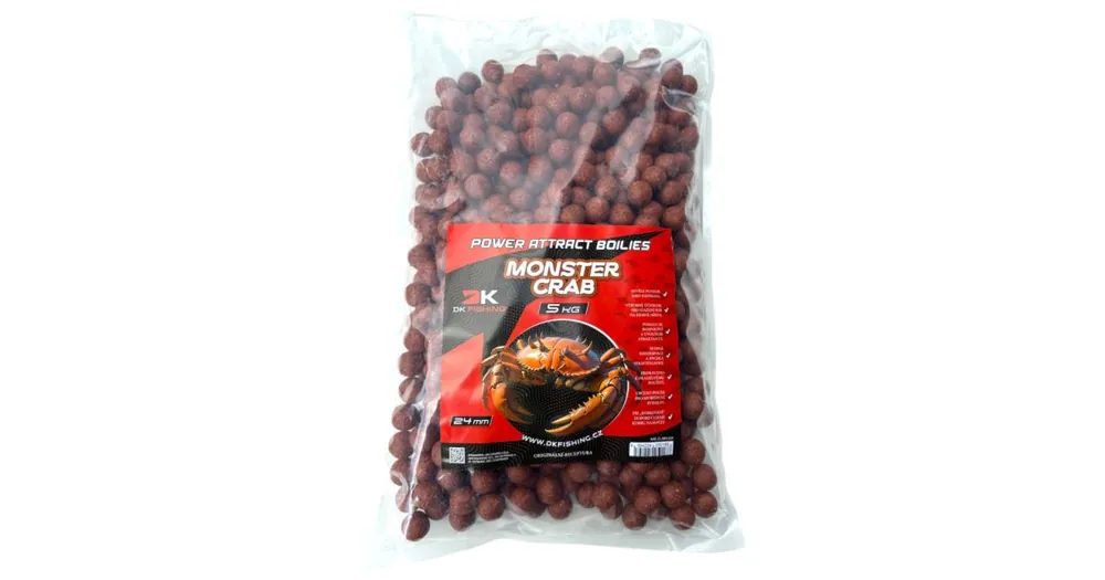 Cenová Bomba DK Fishing Boilies Power Attract Monster Crab 5kg 24mm