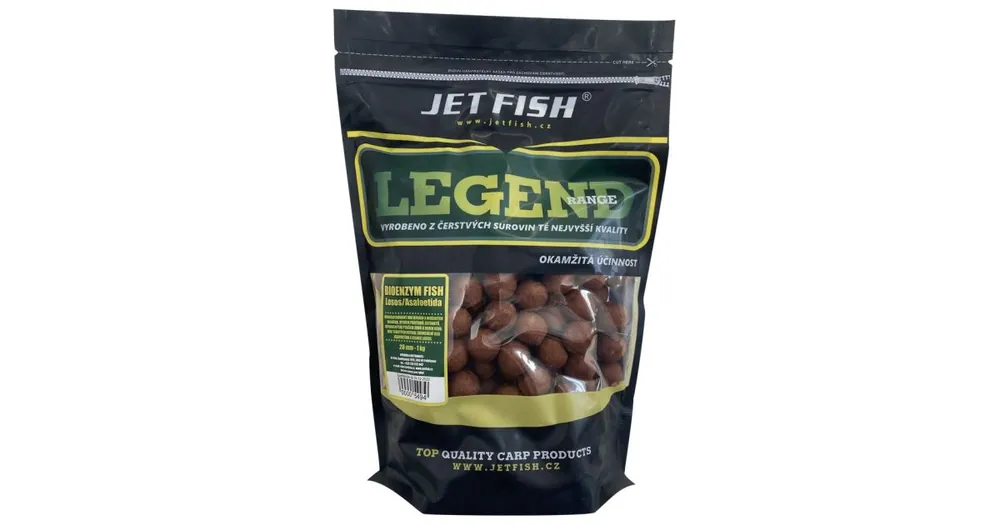 Koupit Online Jet Fish Boilie Legend Bioenzym Fish + Losos/Asafoetida 1kg 20mm