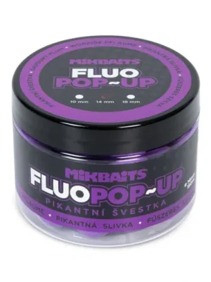Akční Cena Mikbaits Plovoucí fluo boilie Pikantní švestka 150ml 14mm