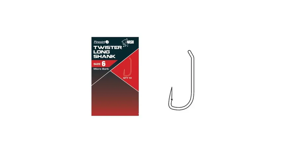 Nash Háček Pinpoint Twister Long Shank Barbless Velikost 5 10ks Poslední Šance