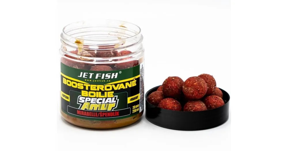 Jet Fish Boosterované boilie Special Amur Mirabelle/Špendlík 250ml 20mm Zlevněný