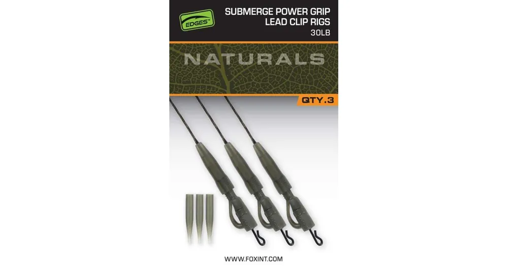 Cenová Bomba FOX Návazec Naturals Submerged Power Grip Lead Clip 30lb 3ks