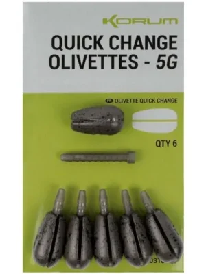 Akční Nabídka KORUM Rychlovýměnná zátěž Quick Change Olivettes 5g 6ks