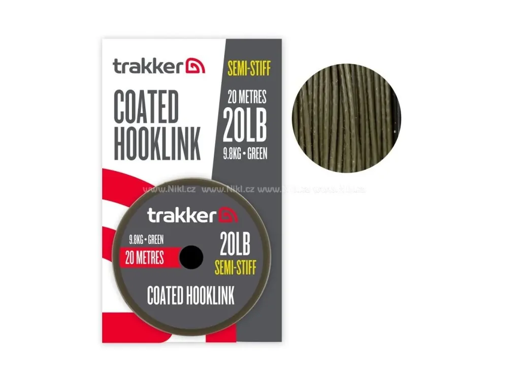 Nejlepší Volba Trakker Návazcová šňůra - Semi Stiff Coated Hooklink 20lb, 9,8kg, 20m