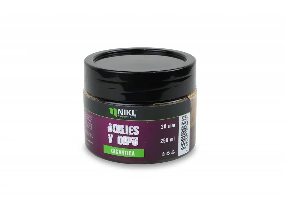 Cenový Hit Nikl - Boilies v dipu Gigantica - 20 mm, 250g